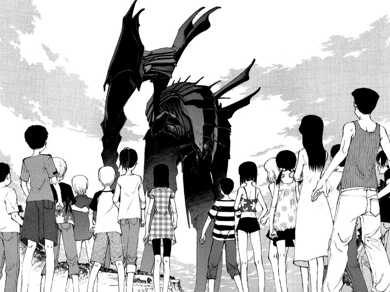 Children face giant monster