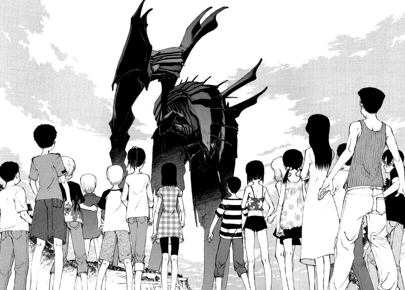 Children Facing Giant Monster