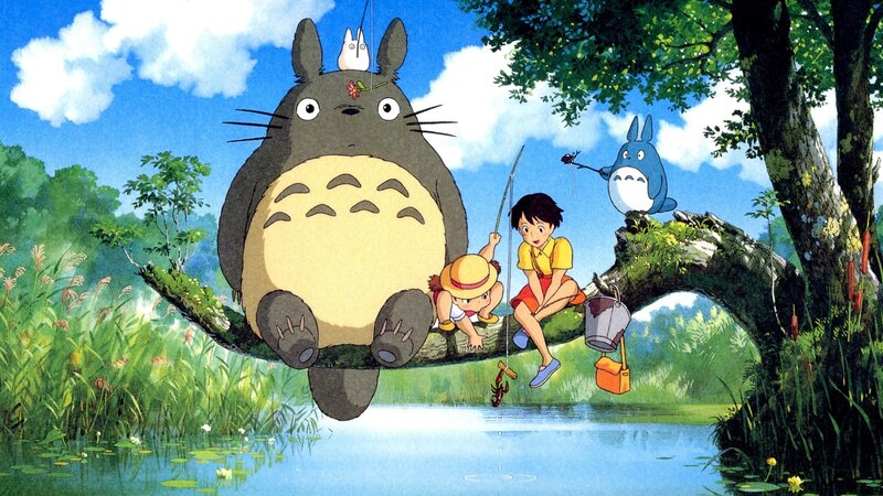 Children Fishing with Totoro — Blue