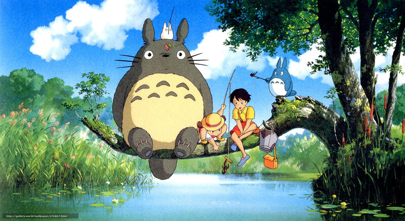 Children Fishing with Totoro — Green