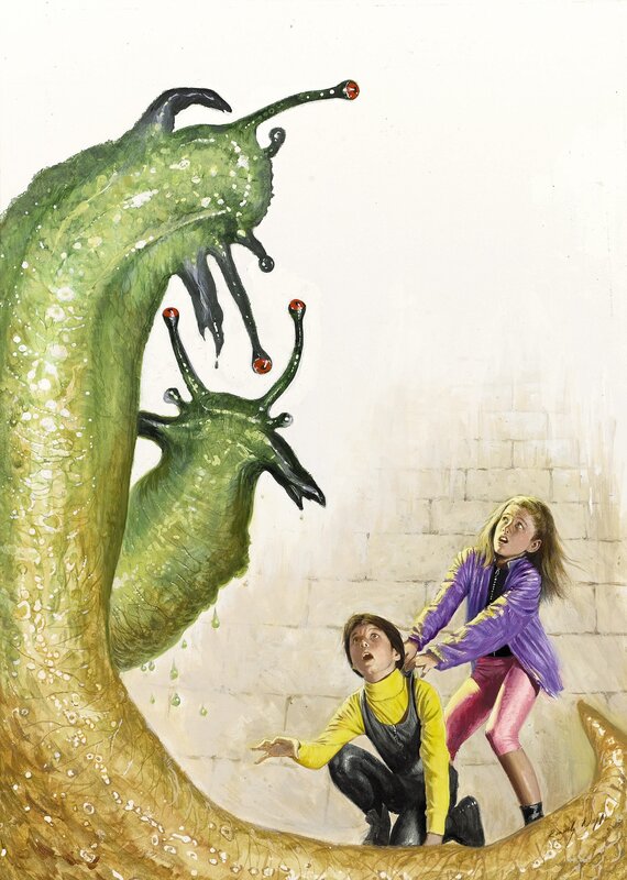 Children flee giant slug monster
