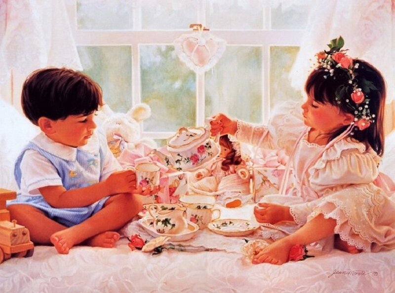 Children having a tea party