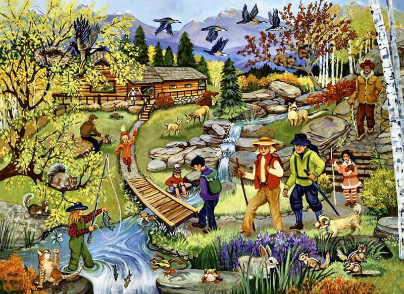 Children Hiking in Forest