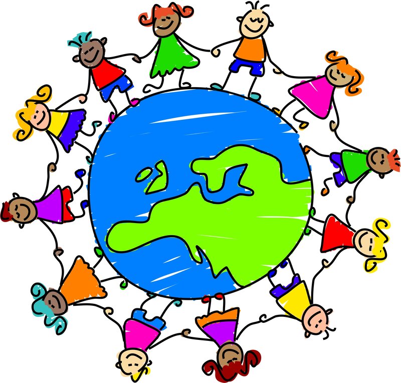 Children Holding Hands Around Globe
