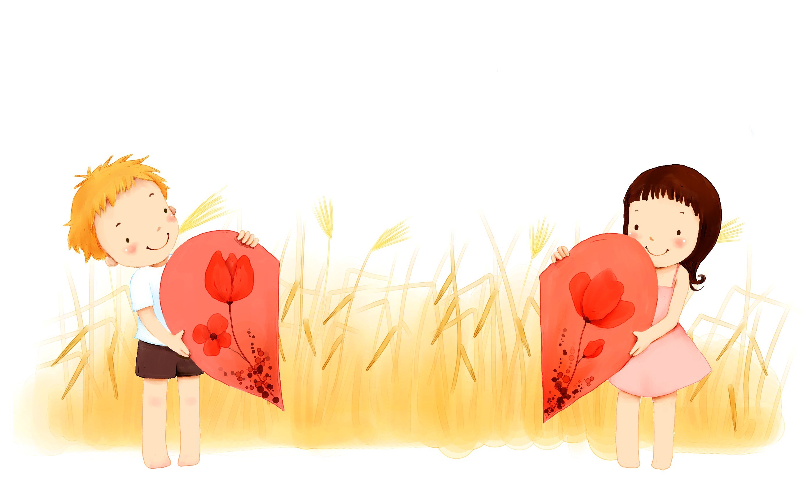Children holding heart-shaped objects
