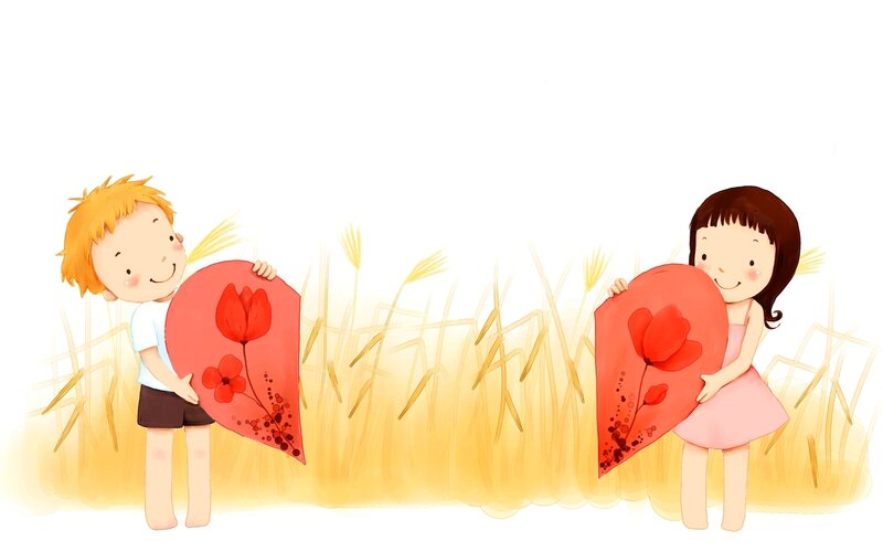 children holding heart-shaped objects