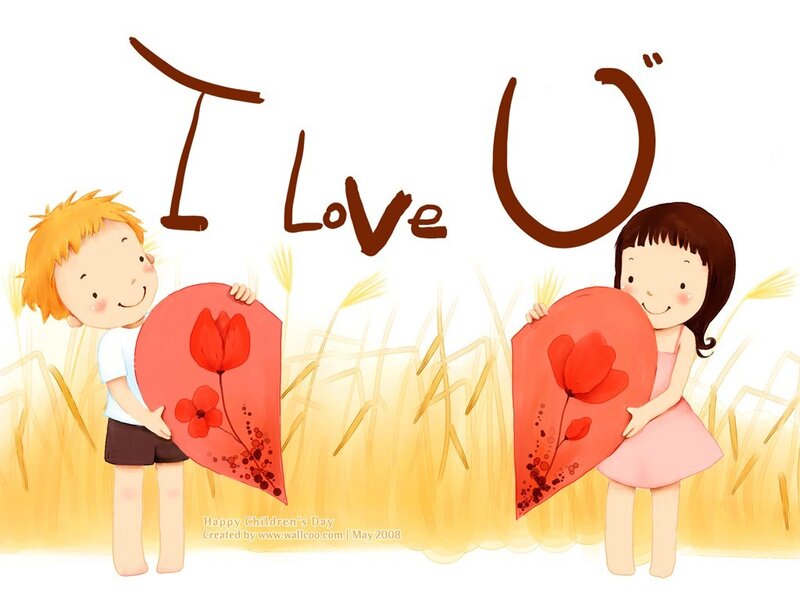 Children holding heart shapes