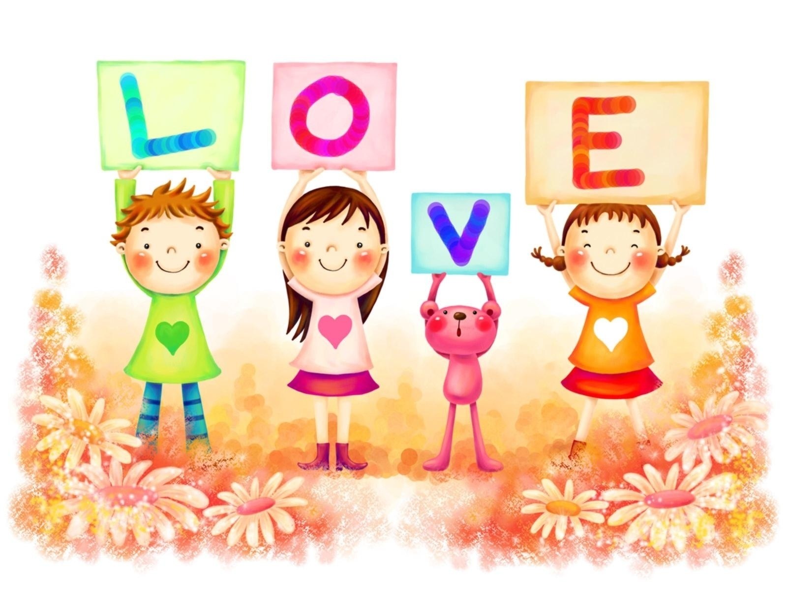 children holding love signs