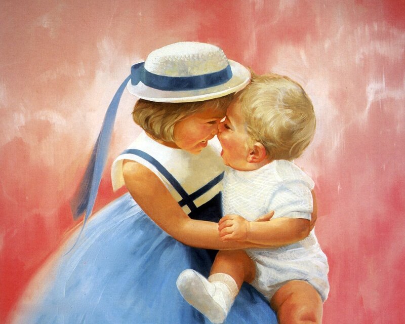 Children hugging tenderly