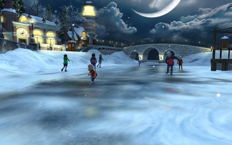 Children Ice Skating — Blue