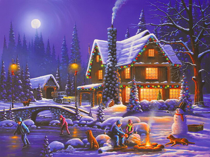 Children Ice Skating — Purple