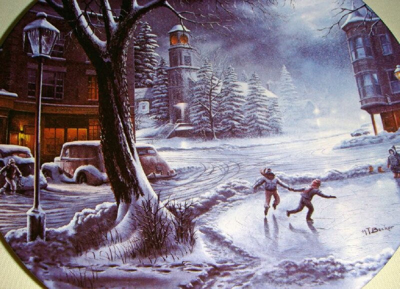 Children Ice Skating — White, Peaceful, Night
