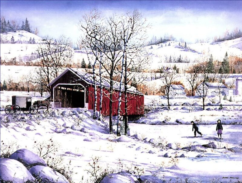 Children Ice Skating — White, Peaceful