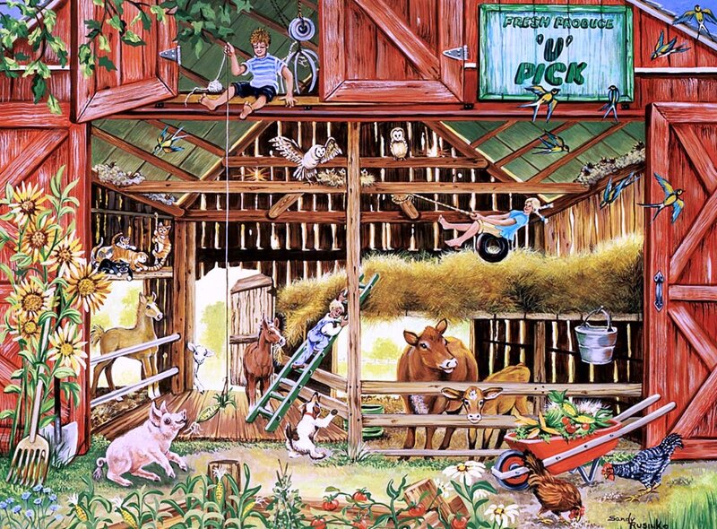Children in a Barn