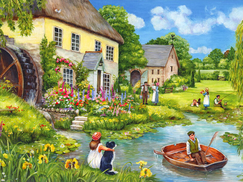 Children in a Boat — Green