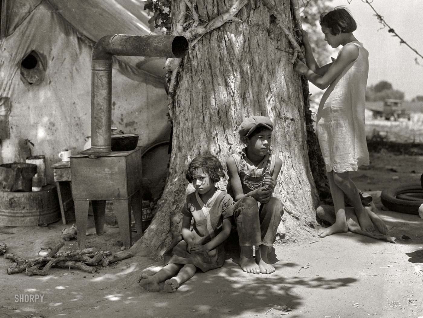 Children in a camp setting