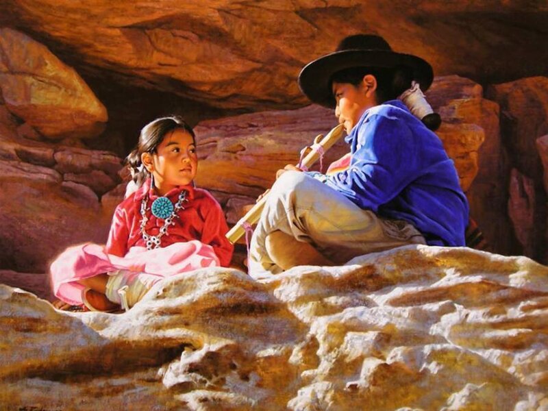 Children in a canyon
