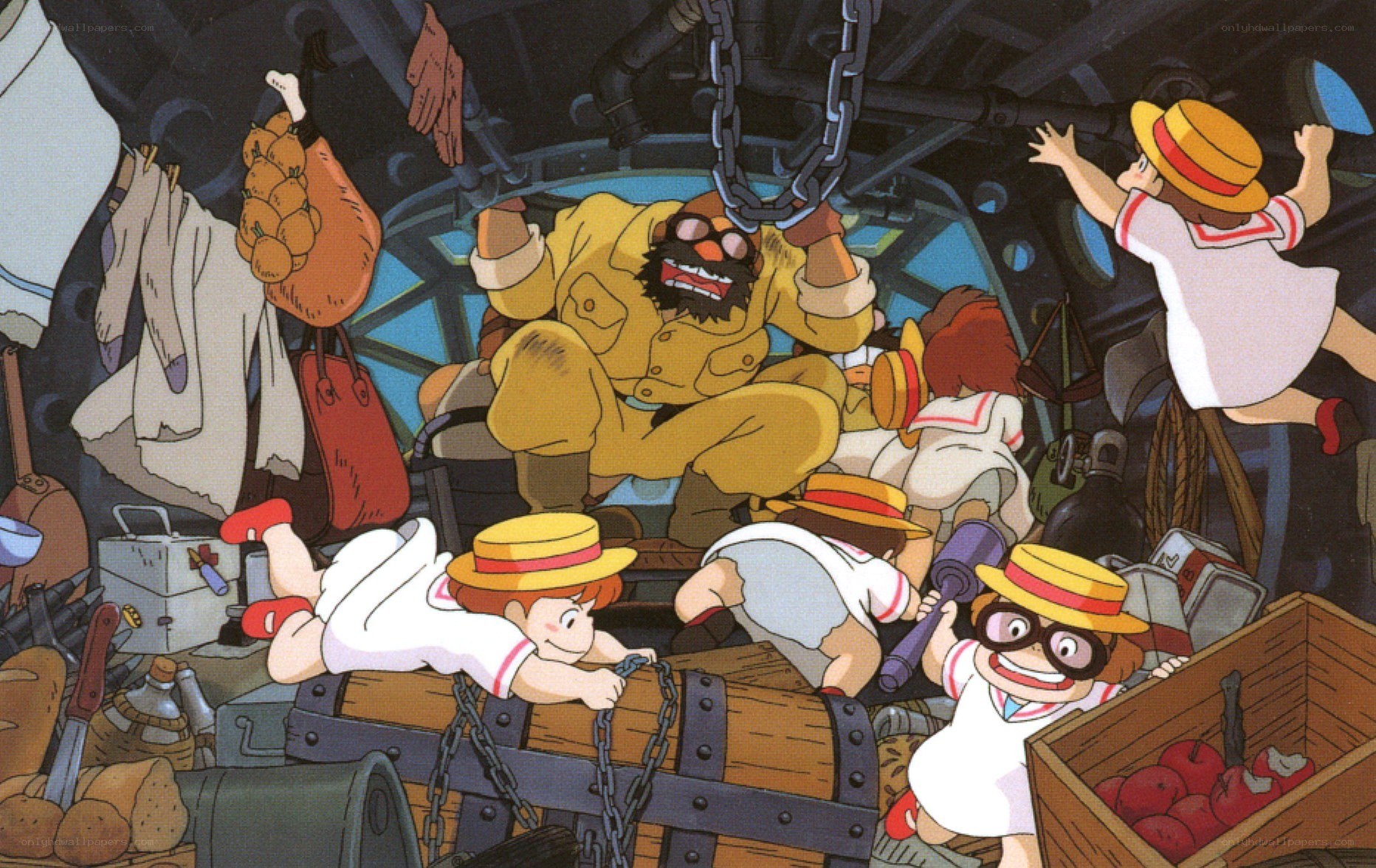 Children in a chaotic ship hold