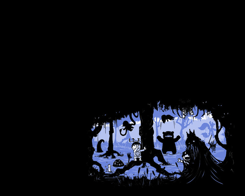 Children in a dark forest