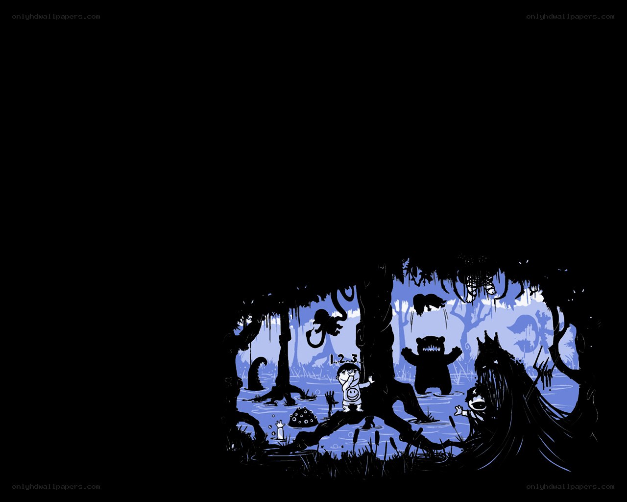 Children in a dark forest