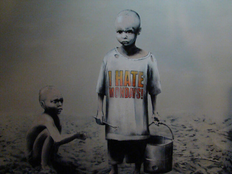 Children in a desolate landscape