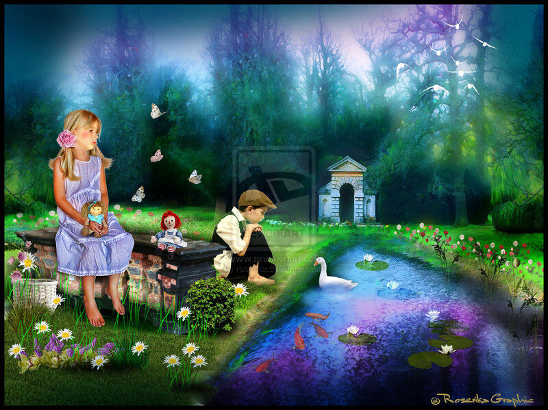 Children in a Fantasy Garden — Green