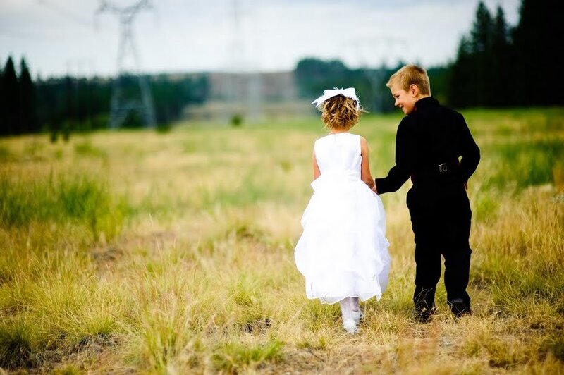 children in a field