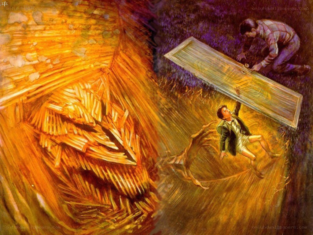 Children in a fiery tunnel