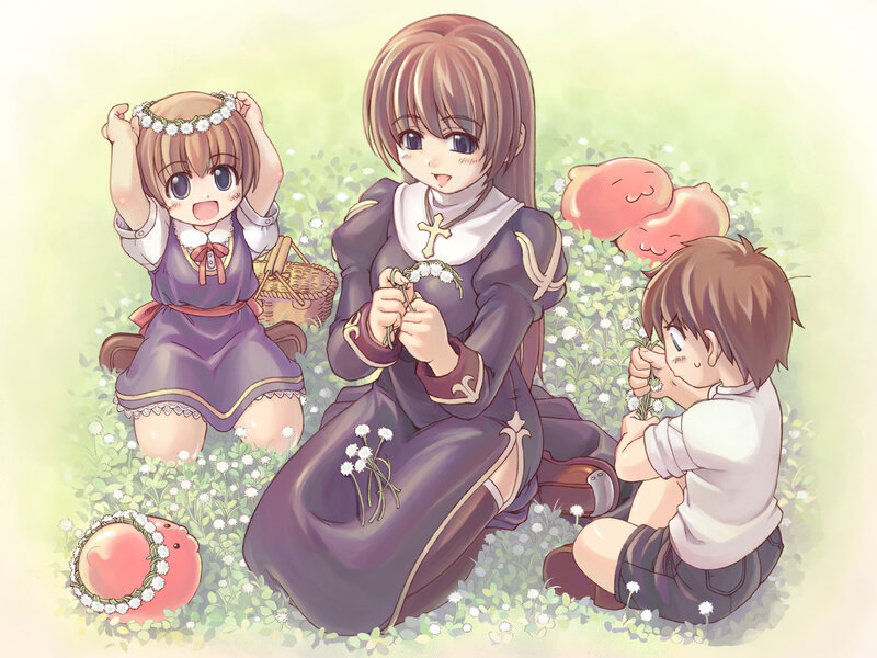 Children in a flower field