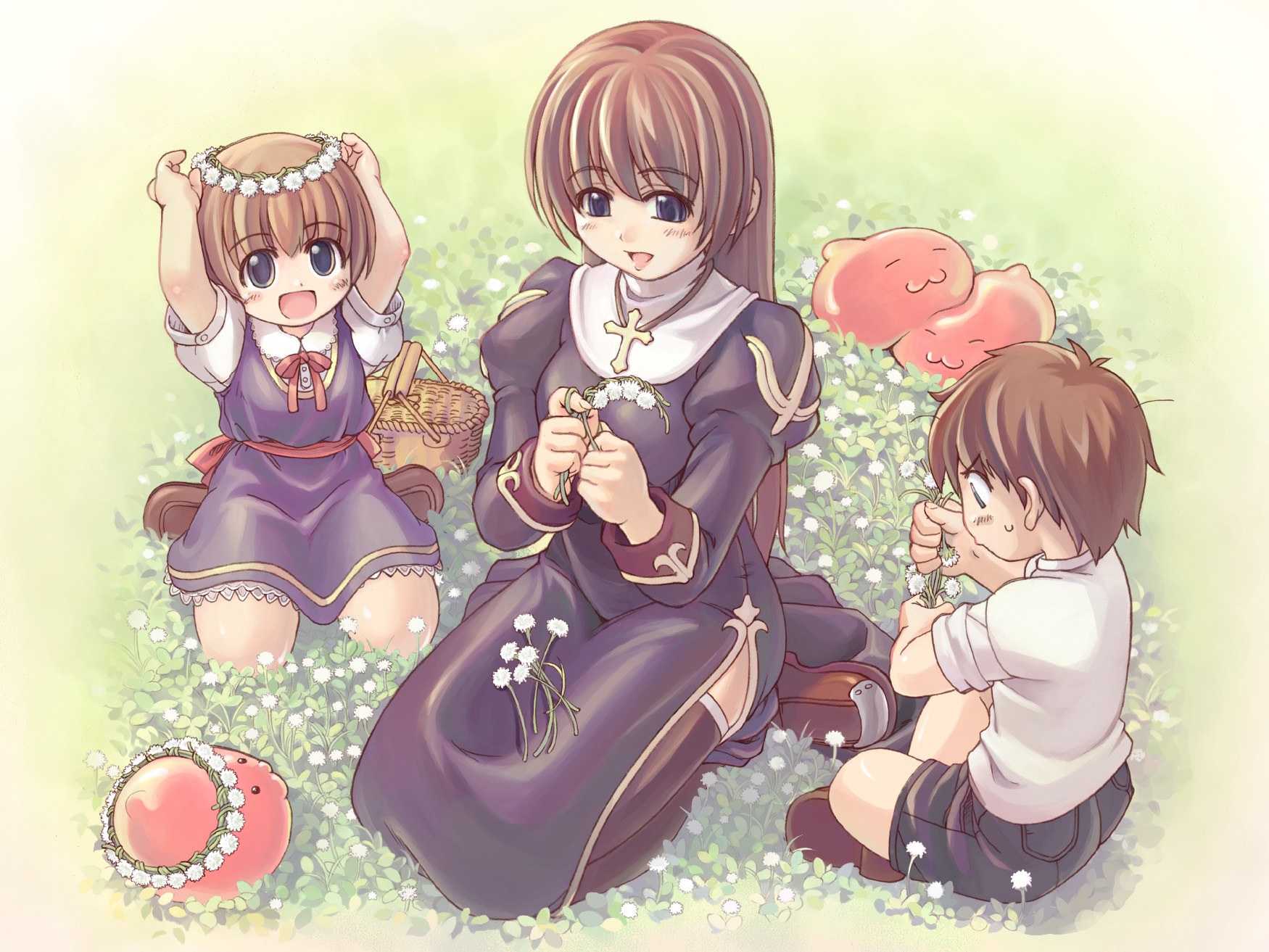 Children in a flower field