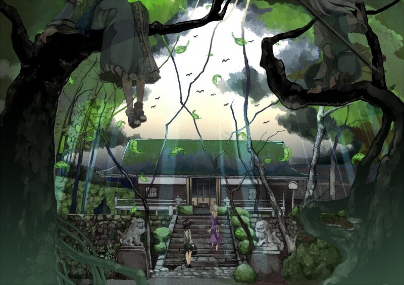 Children in a forest temple