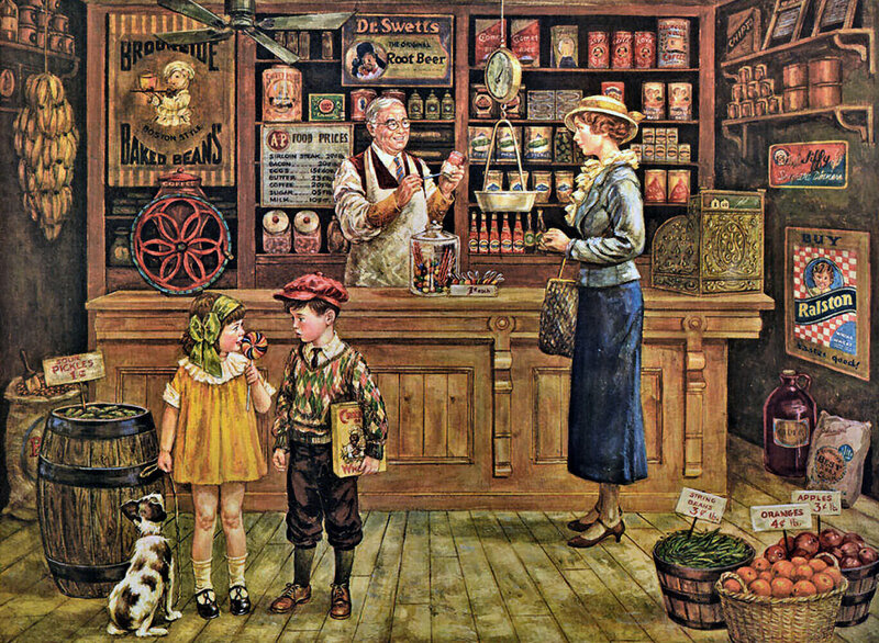 Children in a Grocery Store — Brown