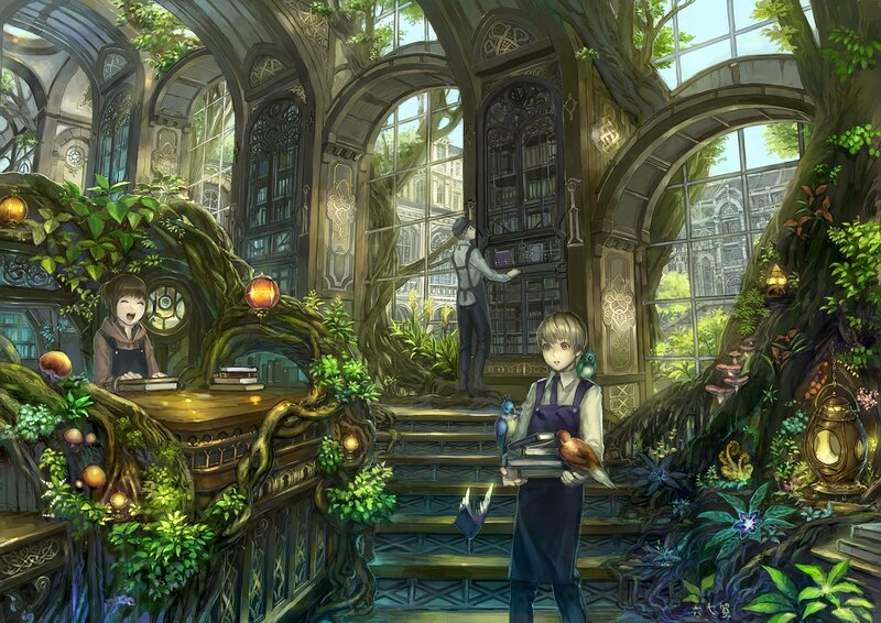 Children in a Library — Green