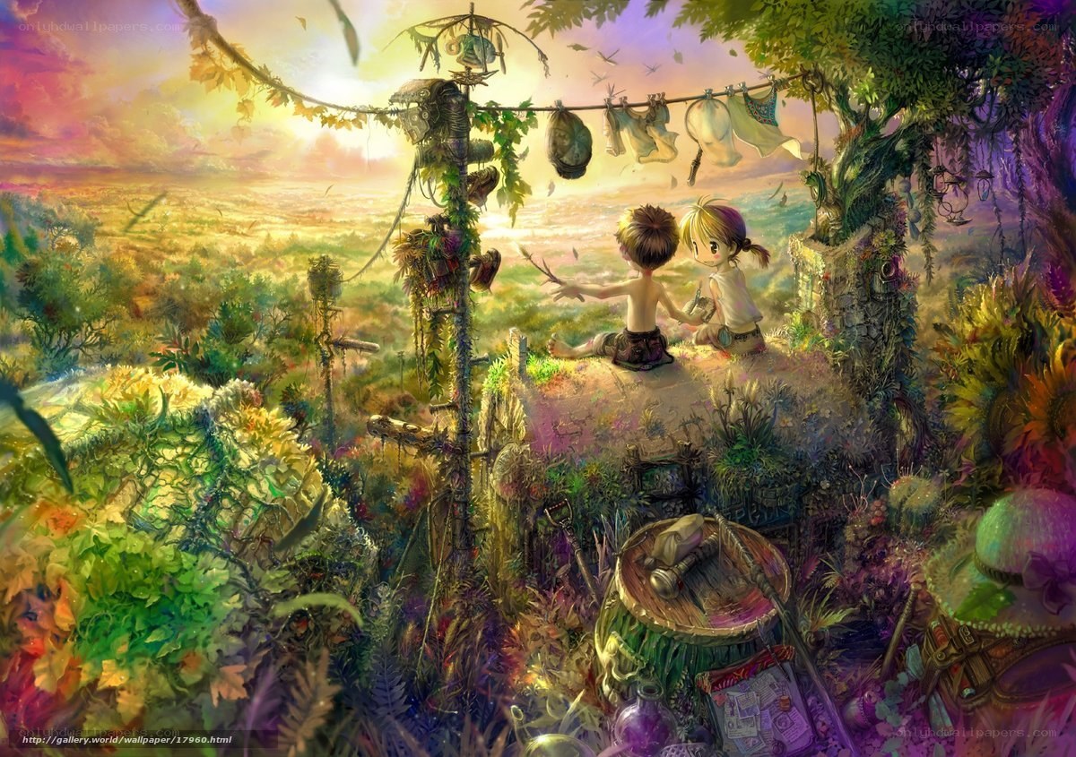 Children in a magical garden