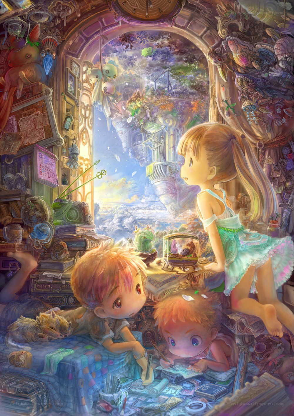 Children in a magical workshop
