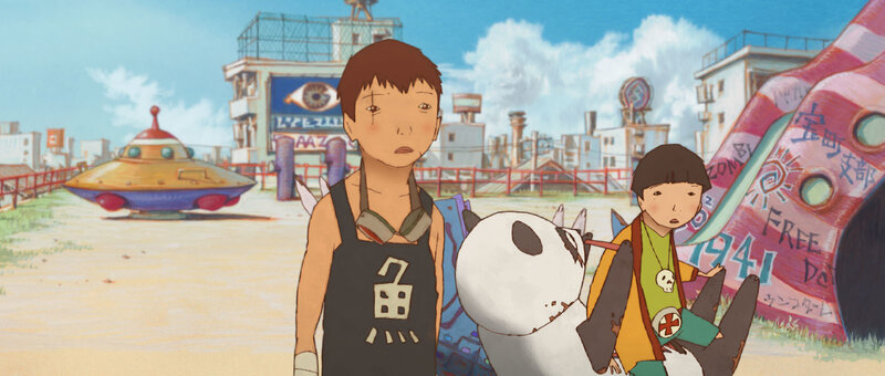 Children in a post-apocalyptic city