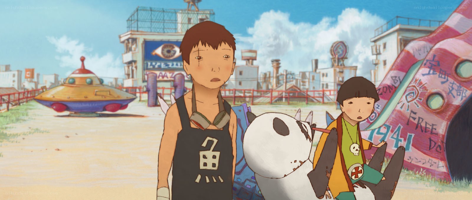 Children in a post-apocalyptic city