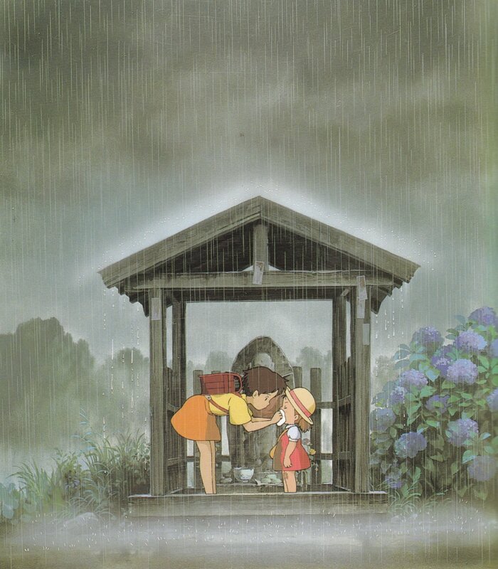 Children in a rain shelter