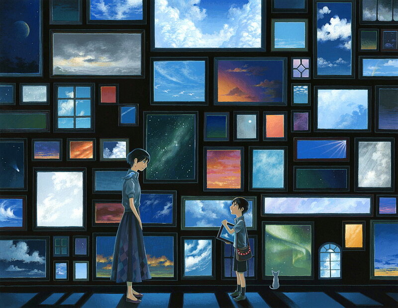 Children in a room of windows