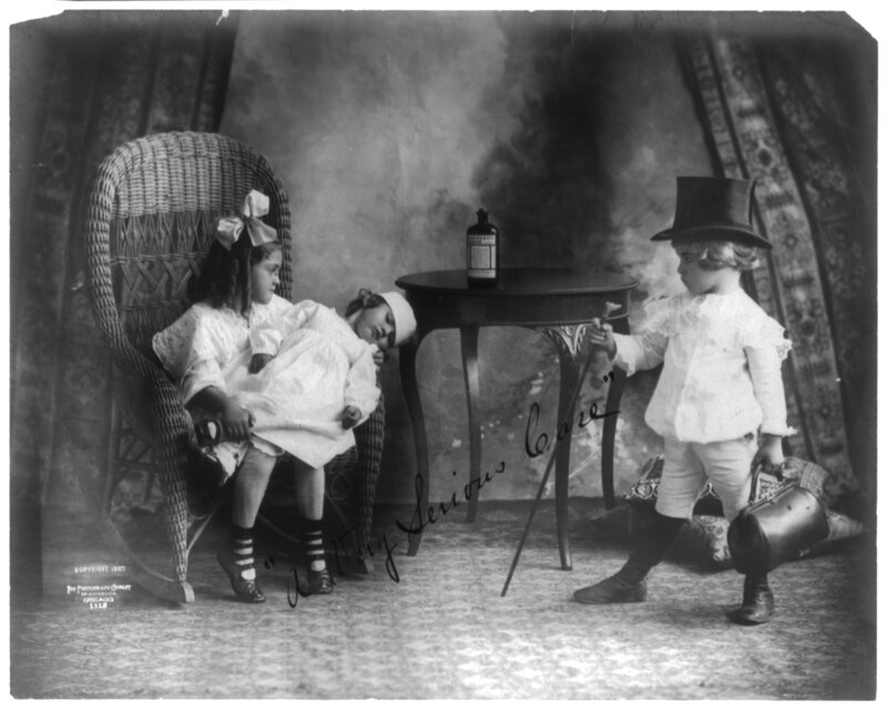 Children in a staged scene