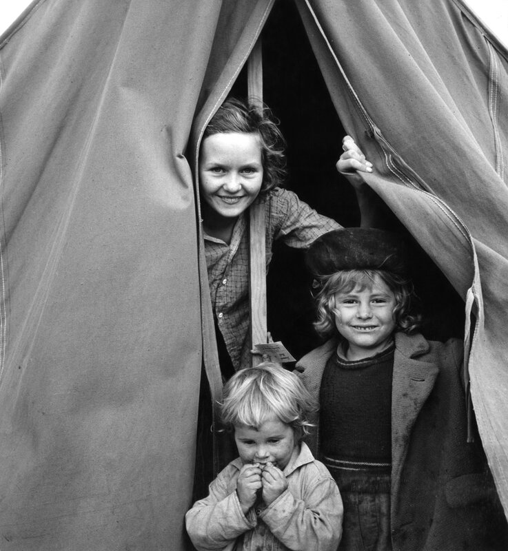 Children in a tent