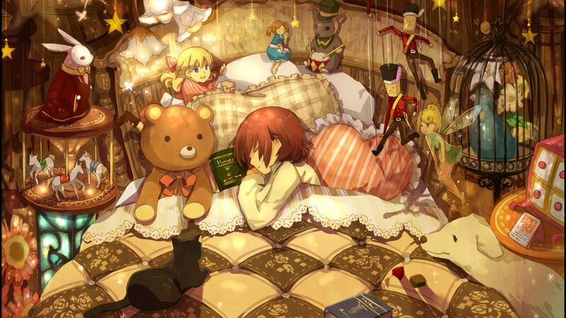 Children in a Toy-filled Bed