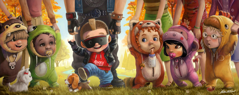 Children in Animal Costumes — Green