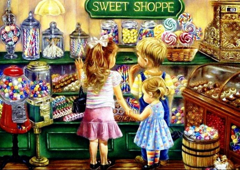 Children in Candy Shop — Green
