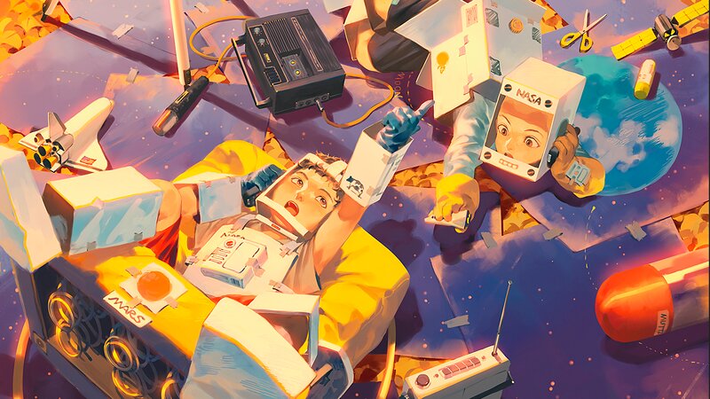 Children in Cardboard Spacesuits