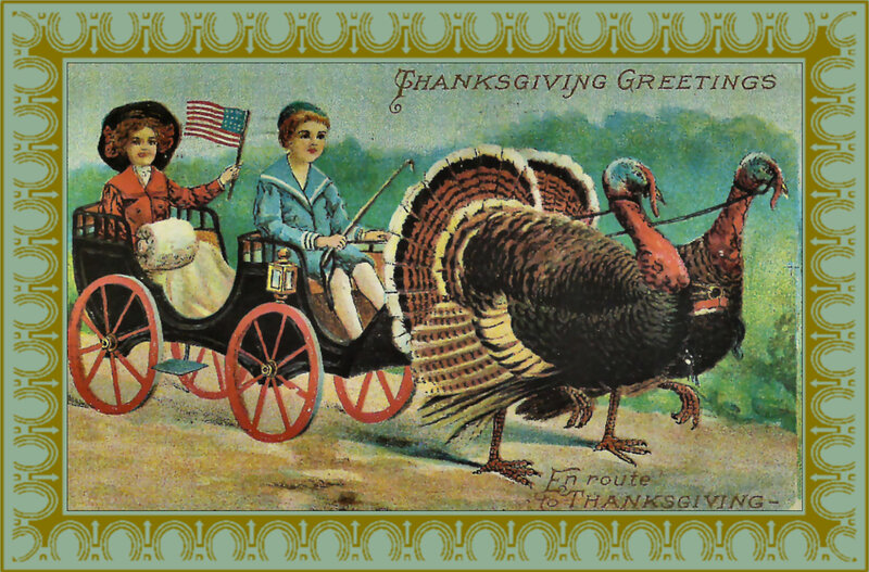 Children in Carriage with Turkeys