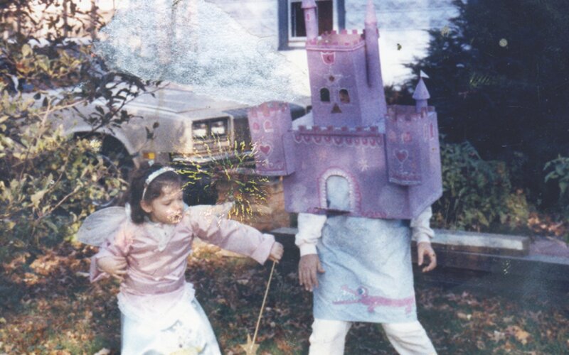 Children in costumes outdoors