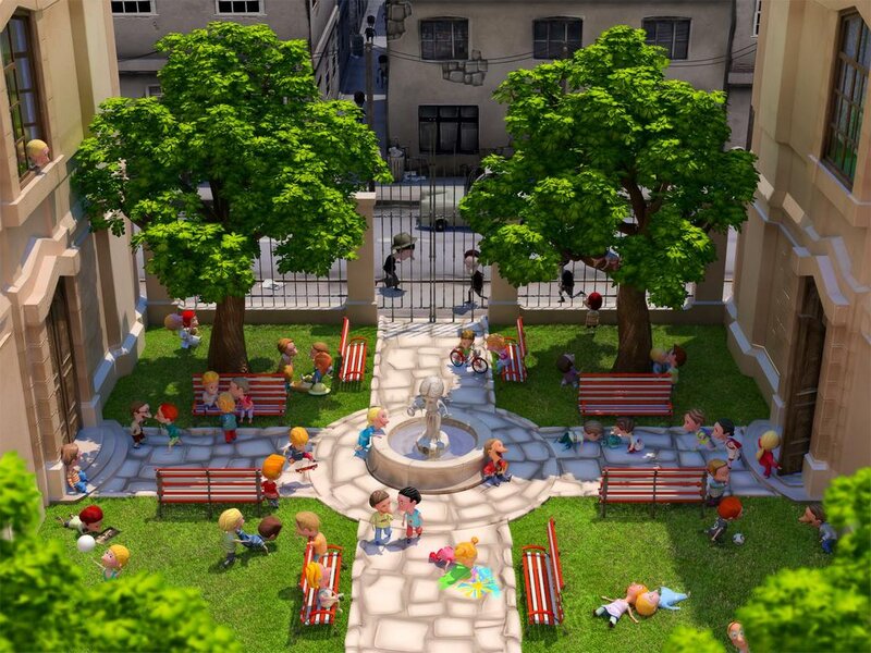 Children in Courtyard — Green