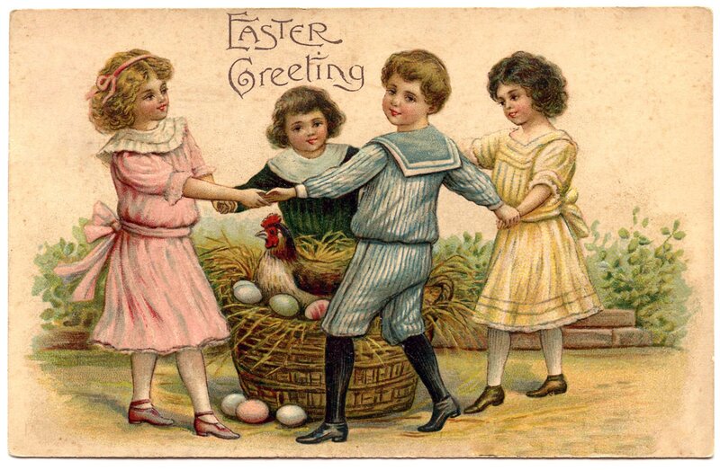 Children in Easter Scene