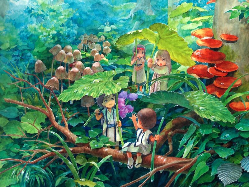Children in Forest — Green, Serene